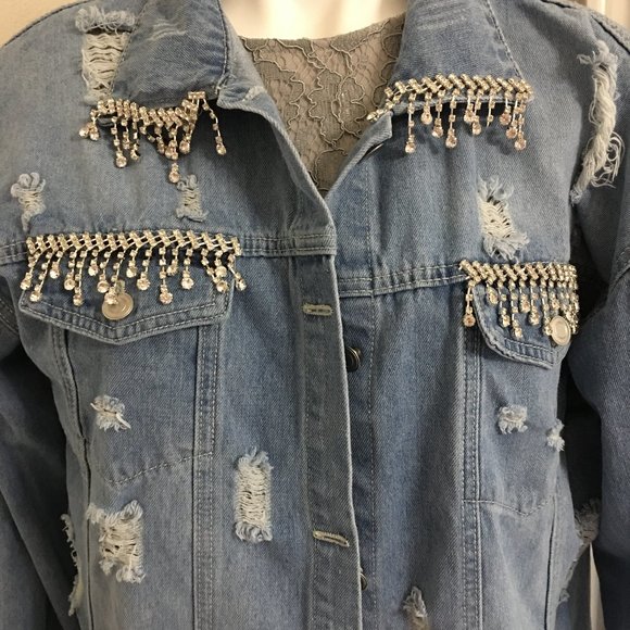 I AM BETTY BOOP Handmade Long Distressed Denim Jacket Showstopper Large Jac1 - Picture 6 of 15